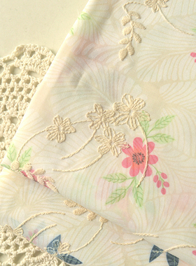 烧花绣花深蓝绿色叶子纯棉布  自制衣服围巾裙子上衣衬衫拍摄背景