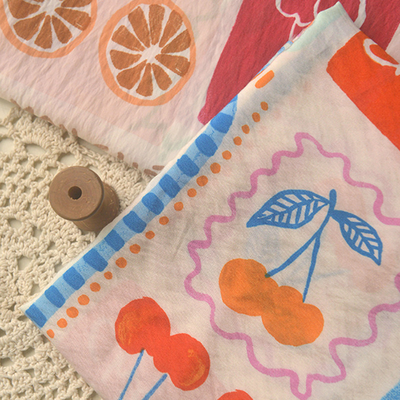 彩色花朵樱桃纤丝棉布料  夏秋衣服装连衣裙发圈度假风门窗帘面料,居家布艺,海绵垫/布料/面料/手工diy,淘宝优惠券,粉丝福利购,淘宝优惠卷