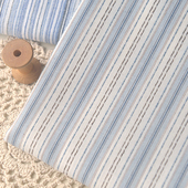 蓝白虚线条纹涤棉麻 发圈桌布娃衣面料 秋冬diy手作包连衣裙童装