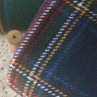 绿蓝红白格编织毛呢重磅款 秋冬衣服装外套上衣衬衫裙子童装面料