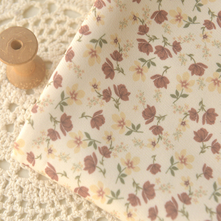 米底咖红小花斜纹聚脂纤维 上衣连衣裙子汉服装桌布拍摄背景面料