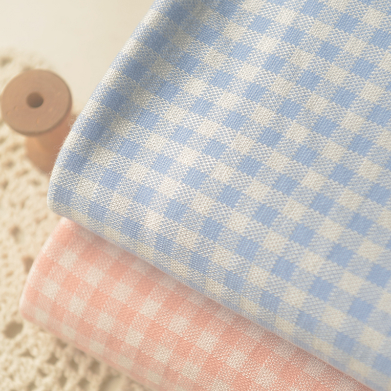 蓝白红白条针织涤棉布 冬床品床单被套沙发巾抱枕套包包裤子面料