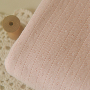 橘粉色提花雪花针织纯棉布秋上衣连衣裙开衫衣服装婴儿连体衣面料