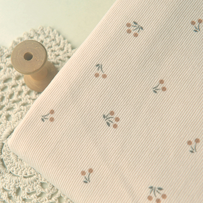 米底暗姜黄小樱桃涤纶灯芯绒上衣