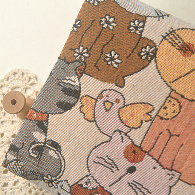 猫咪提花涤棉麻上衣沙发巾