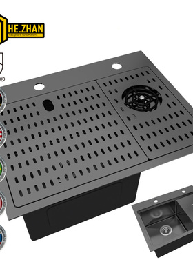 Premium Black Nano Treated Stainless Steel Counter Step Sink