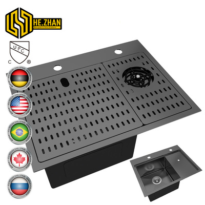 Premium Black Nano Treated Stainless Steel Counter Step Sink