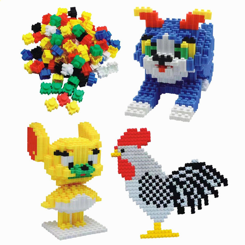 钻石积木小颗粒拼装百变方块造型3d立体拼图儿童益智拼插玩具礼物