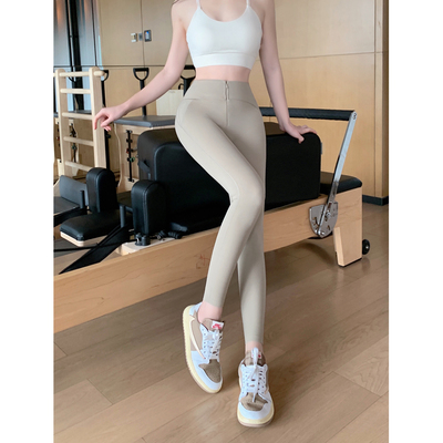 Byurun新款裸感内置收腹扣带高强压瑜伽裤女薄款高腰提臀健身长裤