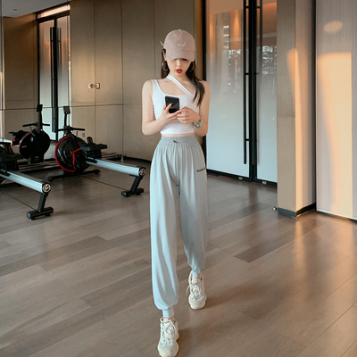 瑜伽速干字母印花速干瑜伽运动裤