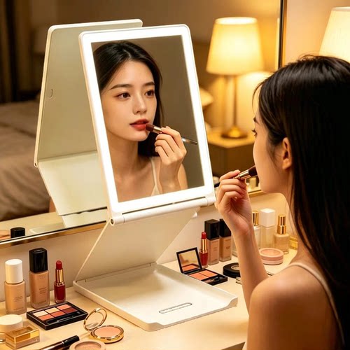 折叠LED便携补光化妆镜