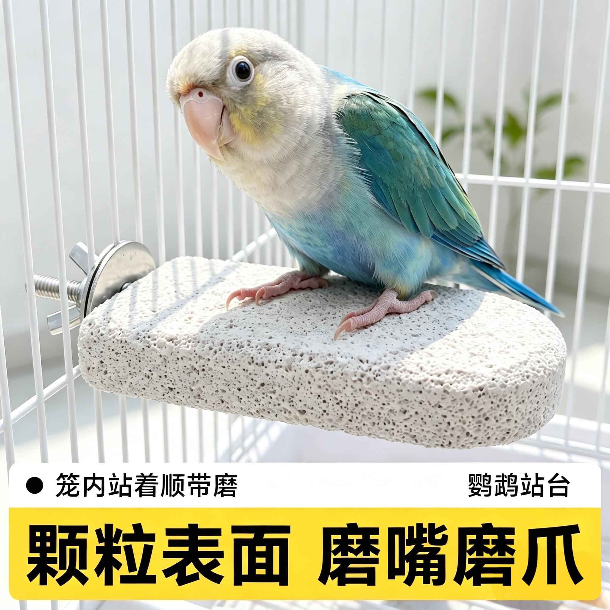 鹦鹉火山石磨砂站台玄凤牡丹小太阳鸟笼磨爪磨嘴啃咬站杆玩具用品