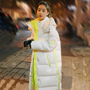 高级感独特超好看亮面免洗白色羽绒服女冬中长款2025新款韩系外套