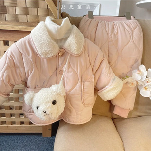 婴儿冬装 1岁宝宝洋气棉衣棉裤 潮3 2025秋冬新款 男女童加厚棉袄套装