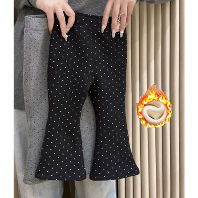 女童加厚波点喇叭裤2025秋冬新款