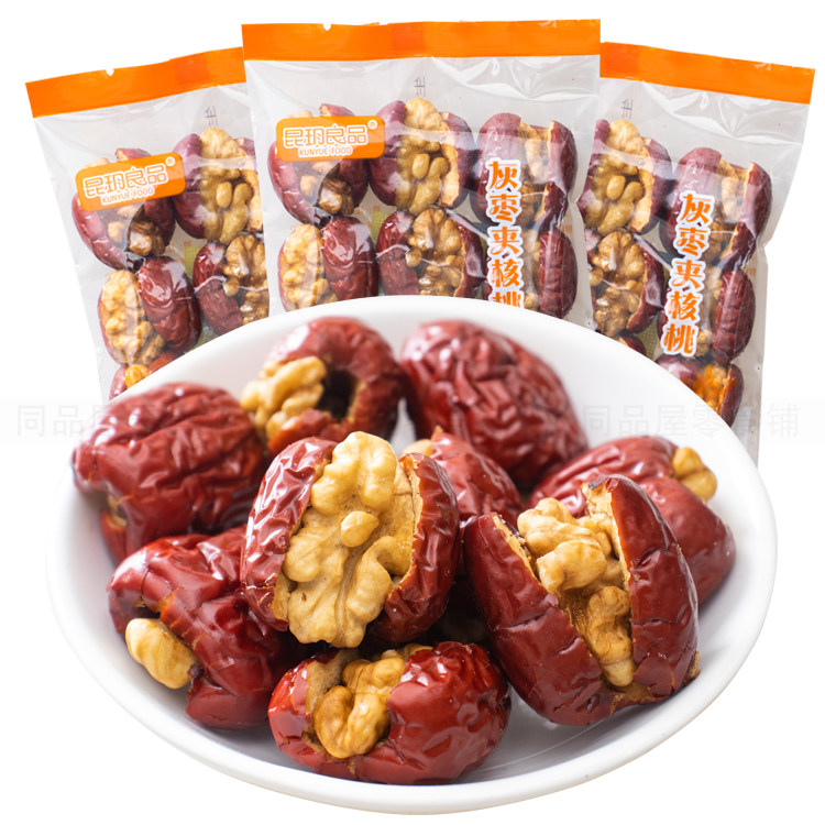 昆玥良品灰枣夹核桃红枣核桃仁夹心新疆零食特产独立9颗包装