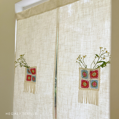 祖母格口袋分片门帘复古编织