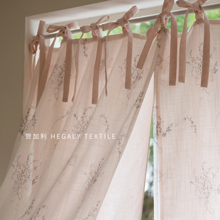 HEGALY花间垂暖文艺氛围感分片款门帘小帘子小众设计粉色系带款