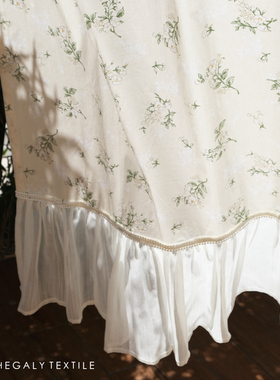 HEGALY 花下知春棉布门帘半帘小窗帘装饰隔断浪漫印花可爱布艺纱