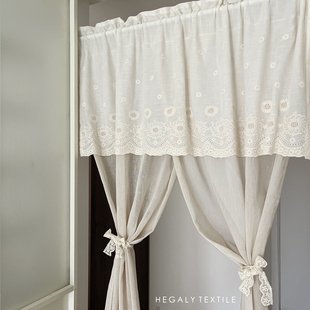 HEGALY 杏山分片纱门帘米黄色透光飘逸纱帘隔断帘橱窗装饰帘窗纱