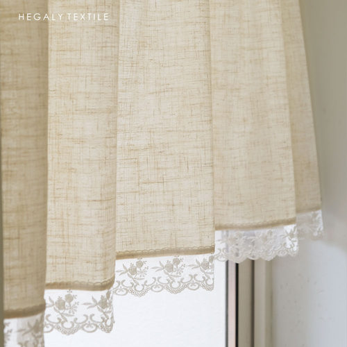 温柔复古简约奶油半帘亚麻窗帘