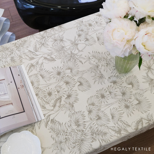 美式复古浅咖色提花桌布