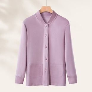 高品质内衣女前开扣棉毛衫防风立领 妈妈对门秋衣单件开衫保暖衣