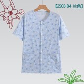 对襟纽扣妈妈开身T恤纯棉打底衫 中老年人系扣背心女短袖 奶奶汗衫