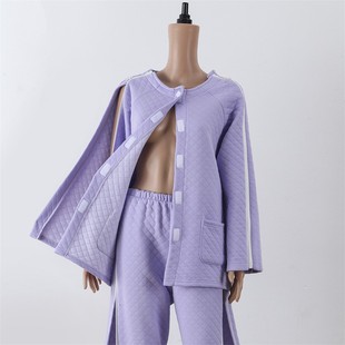 袖子开口骨折上衣女夹棉透析专用保暖衣秋冬病人服肩膀骨折伤员服