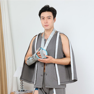 双肩全开透析专用上衣中厚款男士血透衣服纯棉暗扣病员服康复睡衣