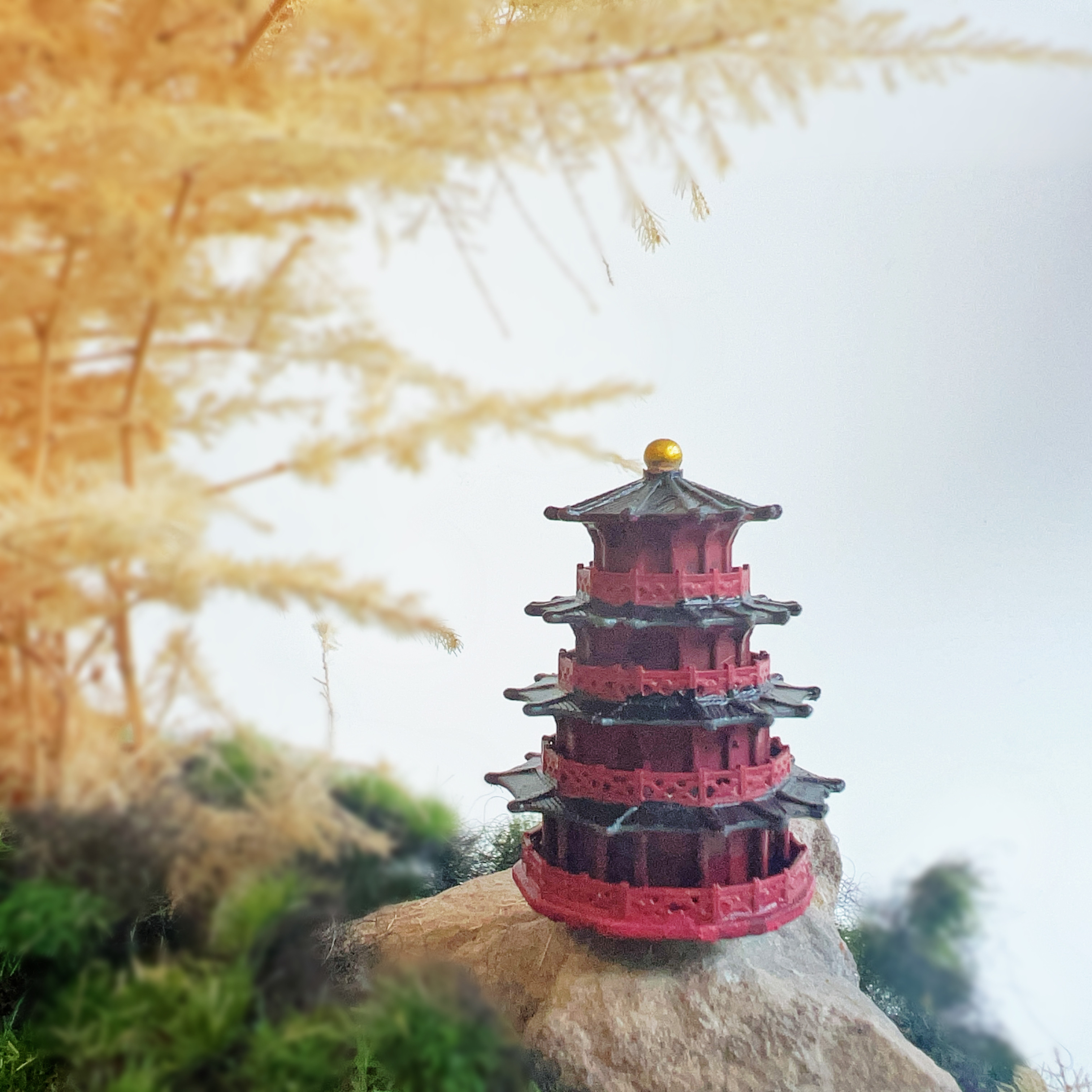 宝塔中式古建筑模型造景摆件指尖小塔玲珑宝塔装饰水陆缸微景观