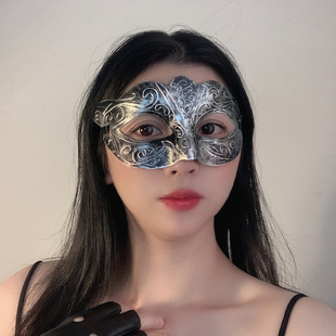 节假日国风古风半脸面具影视假面化妆舞会青铜感古装剧面罩万圣节