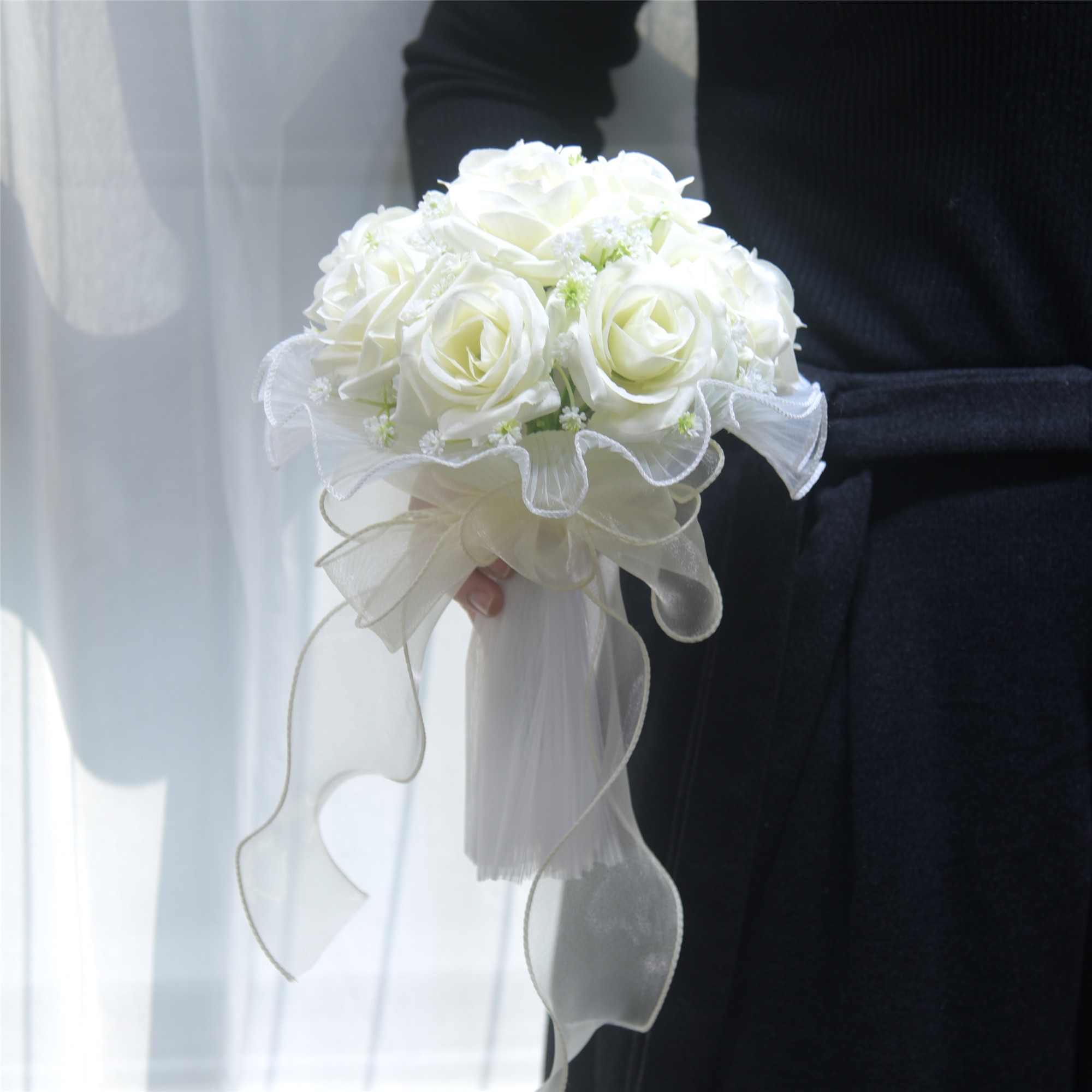 小清新风新娘手捧花玫瑰抛花球假花小清新婚礼婚纱照结婚道具旅拍