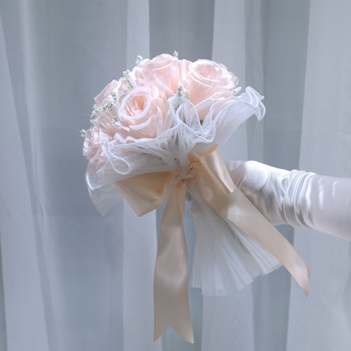 森系婚礼新娘手捧花仿真玫瑰领证接亲新娘手抛花旅拍婚纱拍摄道具