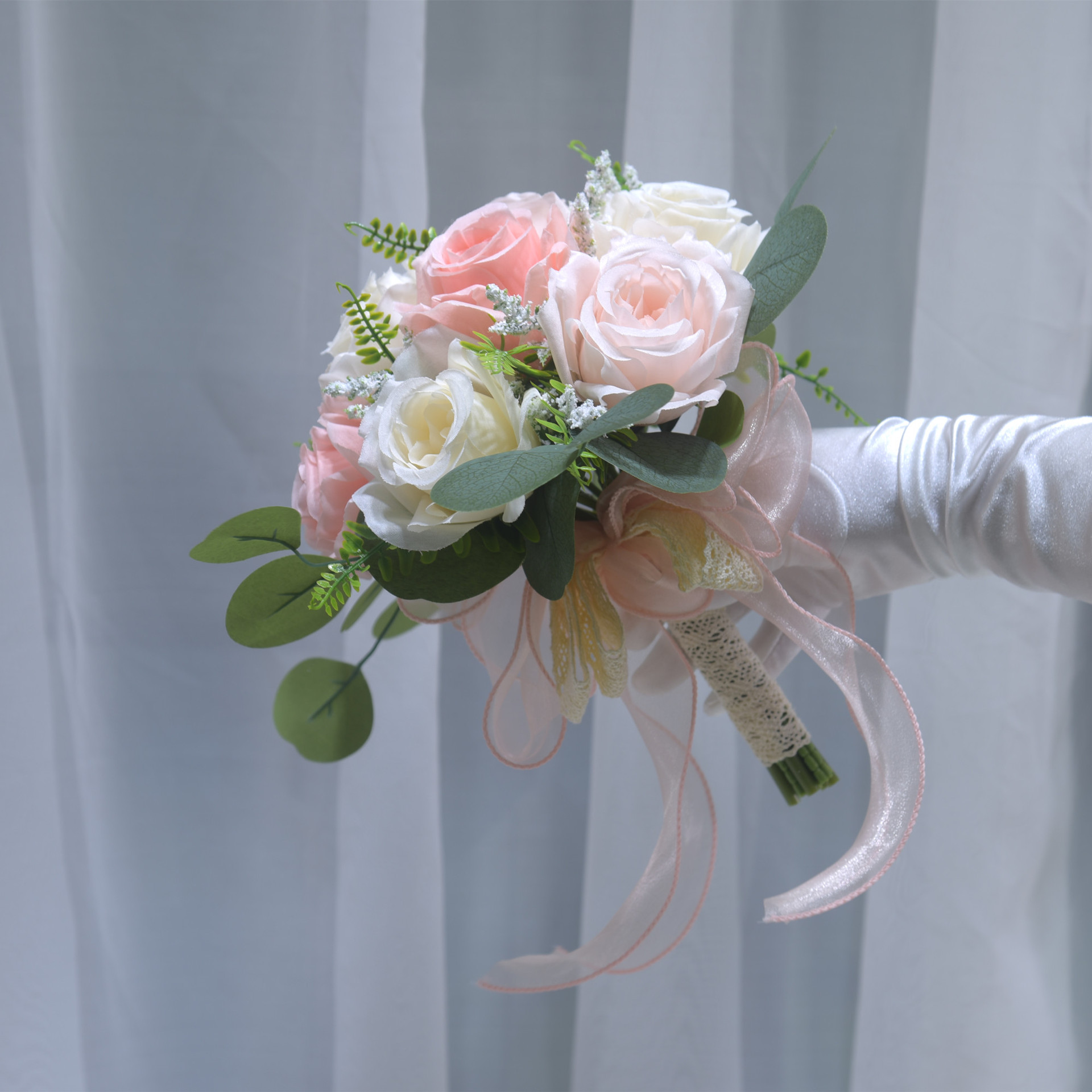 森系小清新风新娘婚礼手捧花求婚接亲玫瑰花仿真花婚纱拍照道具