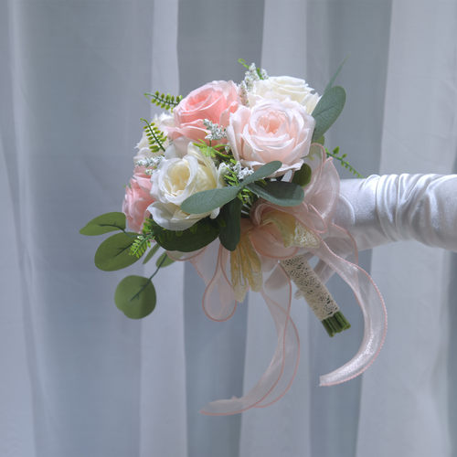 森系小清新风新娘婚礼手捧花求婚接亲玫瑰花仿真花婚纱拍照道具