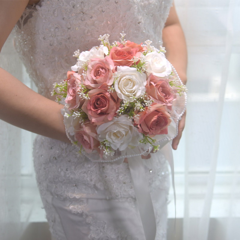 婚纱照仿真花高档领证韩式捧花