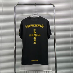 潮牌製品新款梵文字母烫金卷轴字母印花休闲纯棉男女款短袖T恤