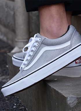 VANS 范斯 Old Skool 灰色经典低帮女休闲帆布滑板鞋 VN0A4U3BX1K