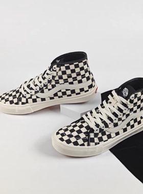 VANS范斯Skate SK8-Hi 黑白棋盘格高帮男女帆布滑板鞋VN0A5KYBFS8