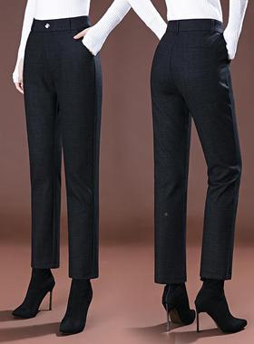 牌毛呢直裤子女季休闲哈冬品伦裤E68018韩版羊毛呢烟管裤高腰筒裤