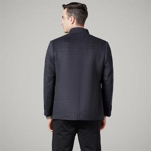 专子柜秋冬男士双面羊绒大衣短款中爸年爸休8316-C闲立领呢羊毛外