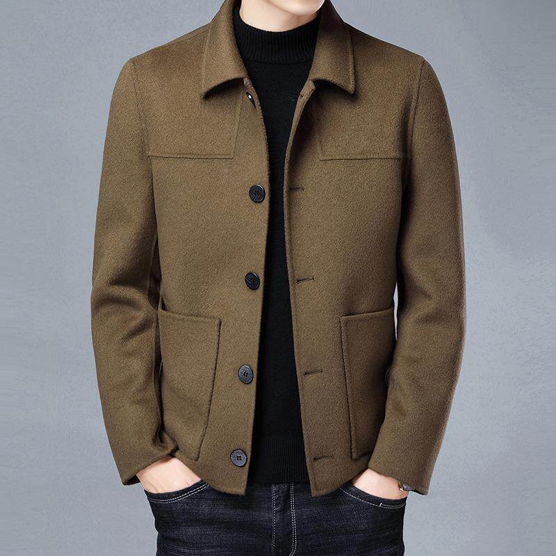 品牌羊绒克男季商务休闲冬中老年爸2188爸男羊毛夹外套宽松装上衣