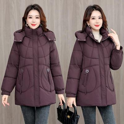 中老年宽棉衣女冬新款妈韩松版妈中长款女棉809服连帽外套女棉袄