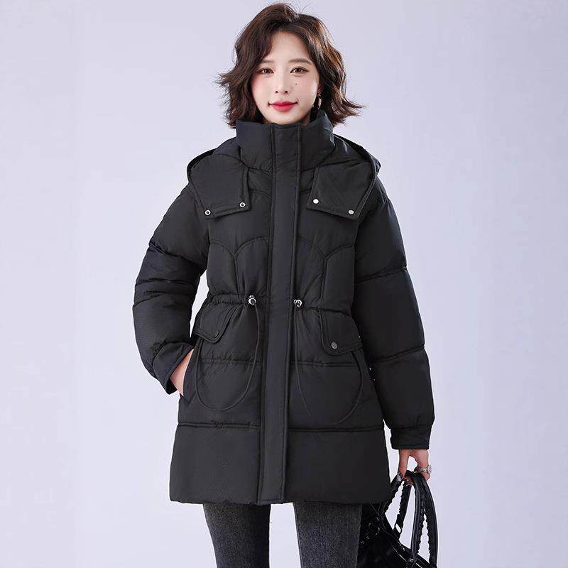 正品羽绒166-188服女中长冬款季款时尚腰显瘦加厚白鸭绒收连帽新