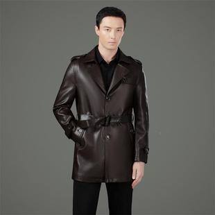 冬季 商秋休务闲皮夹克加绒皮大外6068 海宁皮衣男绵羊皮风衣中长款