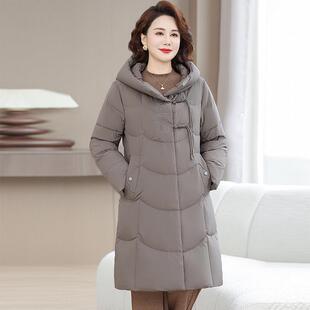 妈妈装 套保暖中老年女装 白绒羽绒服鸭中8802外冬季 大码 新款 长款