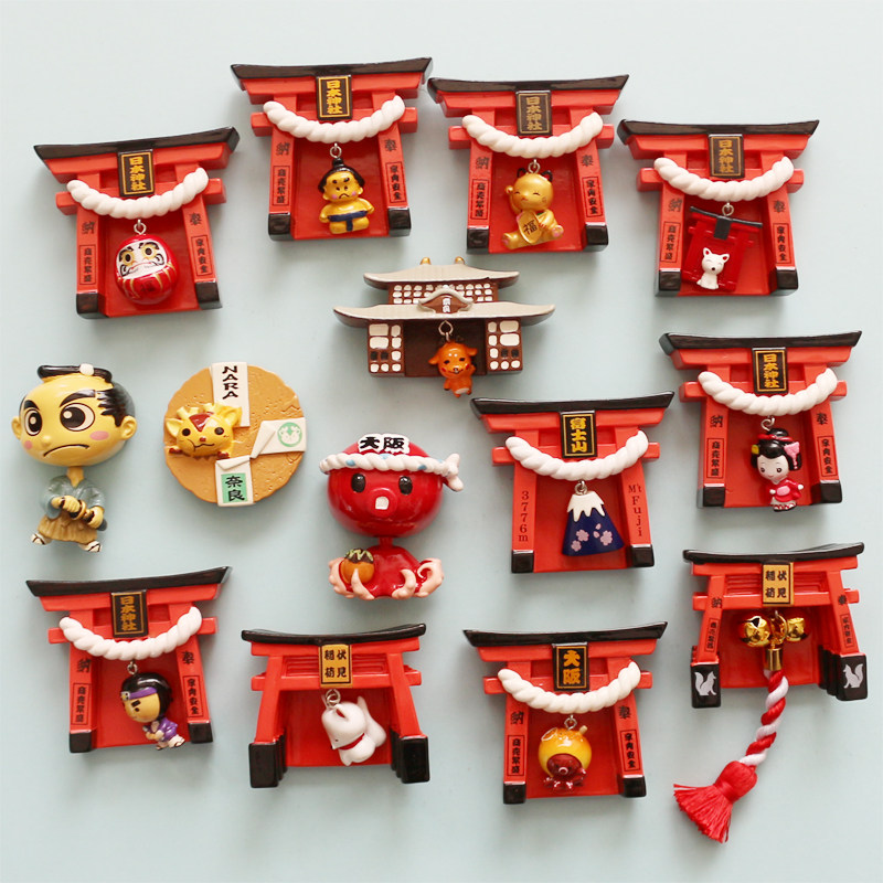 大王小王|日本伏见稻荷大阪章鱼创意冰箱贴奈良小鹿饼干冰箱磁贴