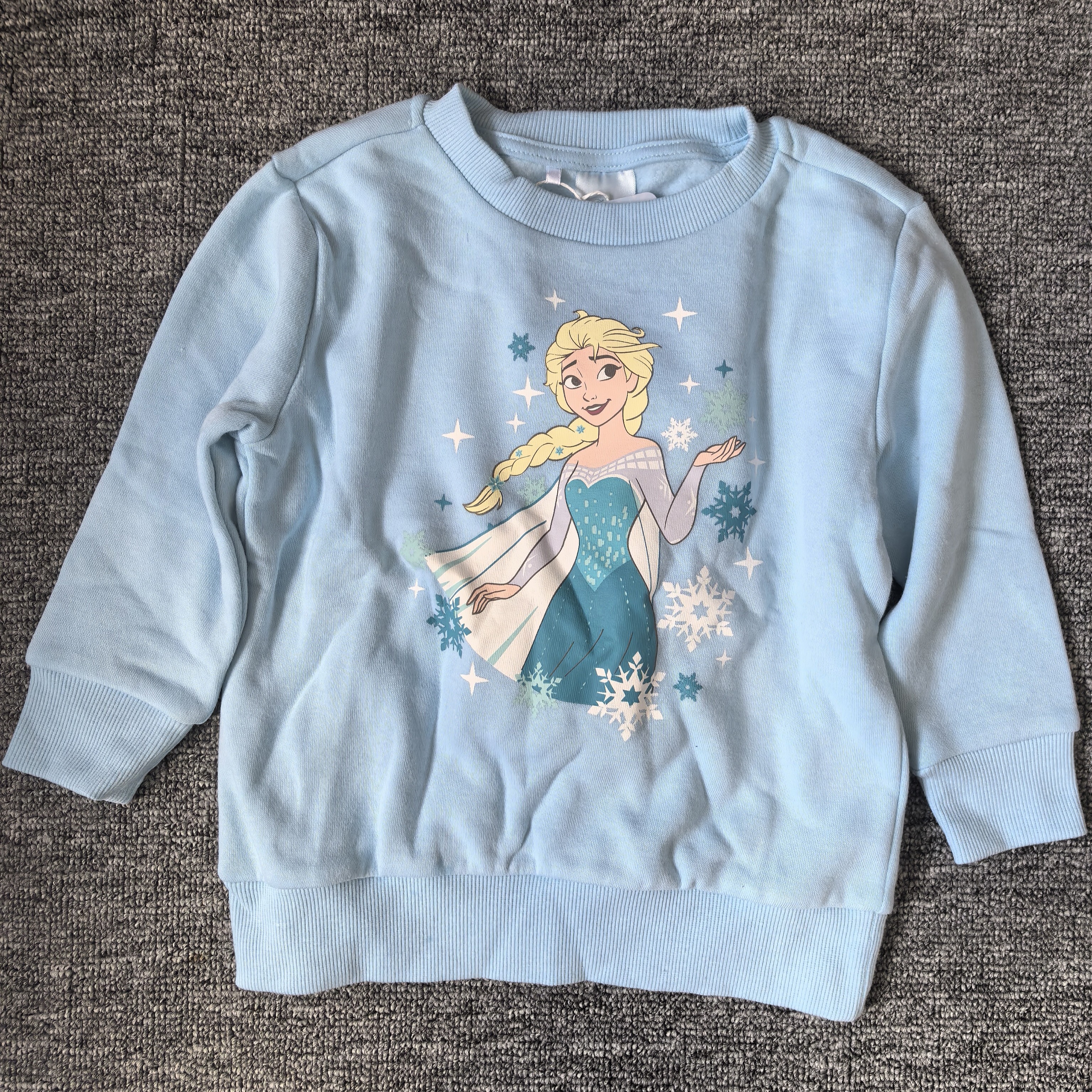 外贸童装冰雪公主女童卫衣儿童春秋加薄绒上衣长袖棉质毛圈套头衫