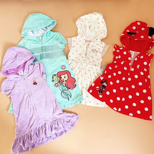 外贸出口冰雪公主女童全棉沙滩裙 儿童游泳毛巾防晒衣空调外披裙